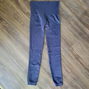 SPANX Look At Me Now Seamless Leggings Women's M Blue Ribbed Waist Shaping